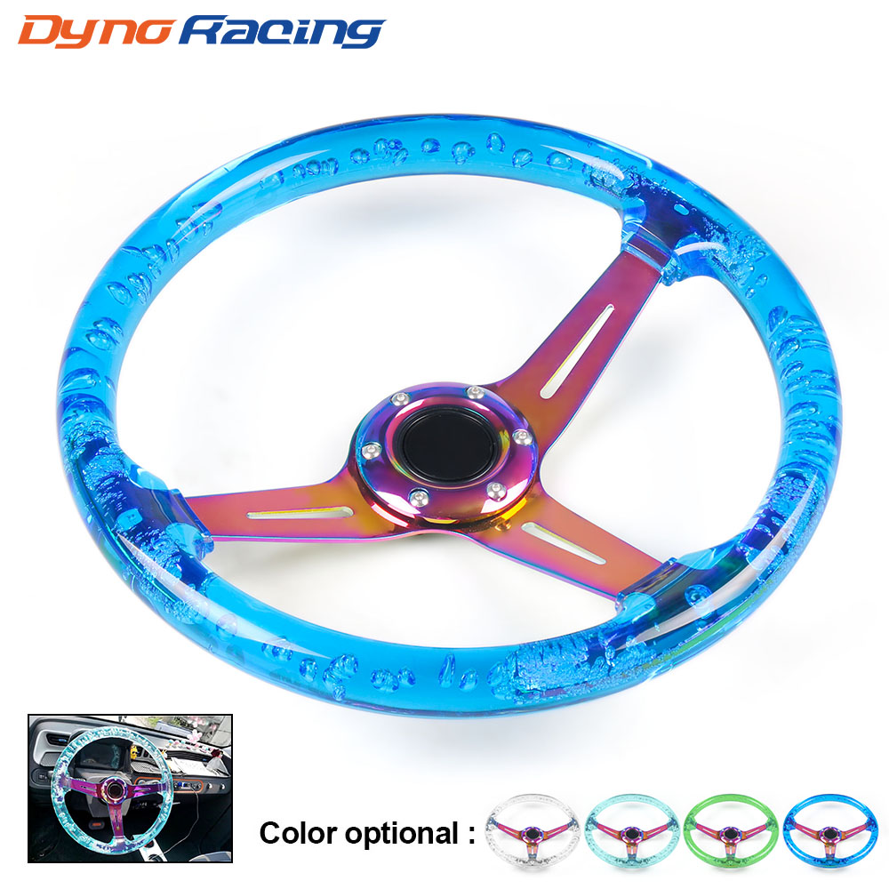 Dyno 320mm 12.5inch Acrylic Racing Steering Wheel 6 Holes Neo Chrome & Transparent 