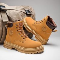 CODhuanglan212 Rhubarb Boots Autumn Trendy Shoes Mens Martin Overalls High-Top Desert Brit