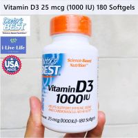 วิตามินดี 3 Vitamin D3 25 mcg (1000 IU) 180 Softgels - Doctors Best D 3 D-3