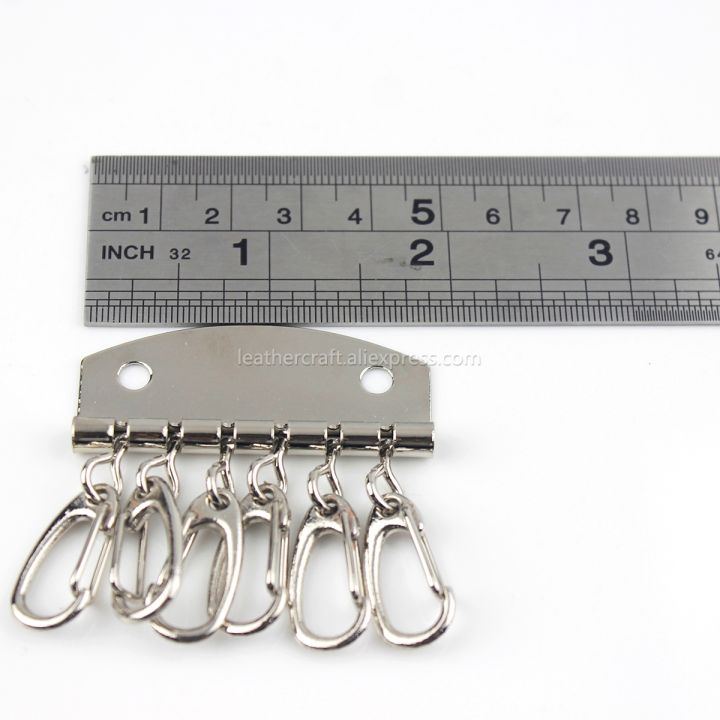 1-x-metal-key-row-keyring-organnizer-with-6-snap-hook-for-leather-craft-case-purse-bag-hardware