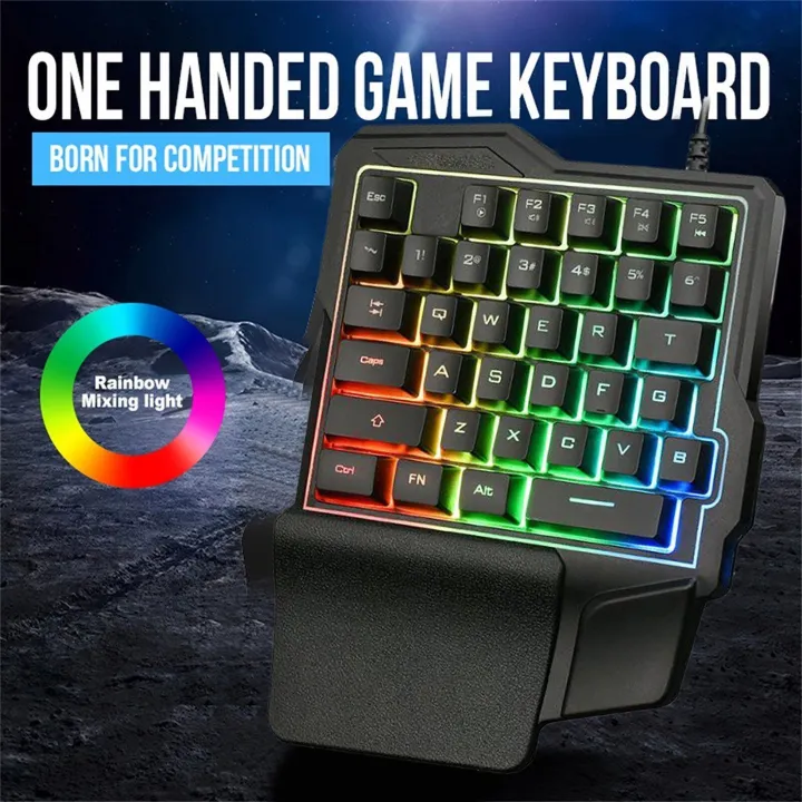 Single Hand Gaming Keyboard RGB 35 Keys Key Board Kibor Kibord Kibot