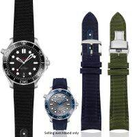 20 มม.22 มม.สำหรับ Omega Seamaster 300 ของแท้หนังผ้าใบไนลอนสายรัดข้อมือสำหรับ Rolex Water Ghost ปลายโค้งนาฬิกา