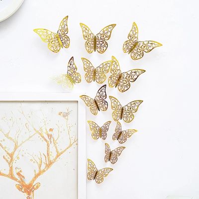 12 Pcs/Set 3D Wall Stickers Hollow Butterfly for Kids Rooms Home Wall Decor DIY Fridge Stickers Room Decoration