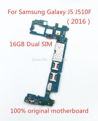 1หน่วยสำหรับ Samsung Galaxy J5 2016 J510FN เมนบอร์ด16GB 100 Asal ซิมชิปคู่ปลดล็อคระบบ Menggantikan Papan Logik