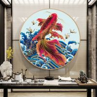 【CC】 Zozack Needlework fish peony flower Chinese stitch Sets embroidery Cross-Stitch Wall Decoratio