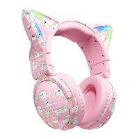 Wireless Bluetooth 5.3 Headphones Cartoon Gaming Anime Headphones LED Stereo Music Headphones with Microphone Control -A