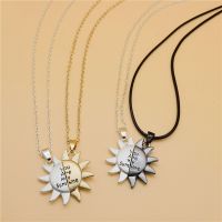 [COD] European and cross-border new creative sun necklace two-color magnet mutual attraction simple fashion man pair