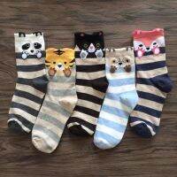 【Sock shop】5คู่แฟชั่น Kawaii ฮาราจูกุการ์ตูนหญิงถุงเท้าบุคลิกภาพระบายอากาศผ้าฝ้ายลายสัตว์ลำลองผู้หญิงถุงเท้า