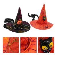 2 Witch Hat Costume Cat Hats Headdress Decors Pets Headwear Costumes for Themed Party