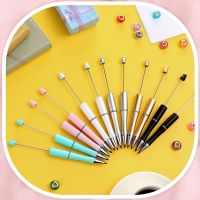 24Pcs Ballpoint Pen DIY Bead Pen Plastic Beadable Luxury Pen School Office Writing Supplies Cute Stationery Gift Pen