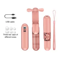 หูฟังไร้สาย + พัดลม + พาวเวอร์แบงค์ + ไฟฉาย (สีชมพูพีช)(Wireless Headphones + Fan + Power Bank + Flashlight) SP-91083005