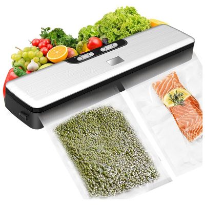 1 Set Vacuum Sealer Silver for Food Preservation, with 15 Sealer Bags Starter Kit EU Plug