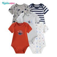 Kiddiezoom ใหม่ 0-12 เดือนทารกแรกเกิดชุด Jumpsuit 5 ชิ้นสำหรับเด็กผู้ชายแฟชั่นการ์ตูนเสื้อผ้าเด็กแขนสั้น Jumpsuit ทารกเกิดของขวัญ