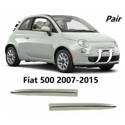 NEW-2X Chrome Car Front Bumper Upper Trim Moulding Styling Mouldings for Fiat 500 2007-2015 735455041 73545502