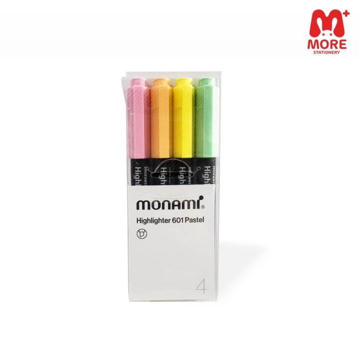 monami-โมนามิ-ปากกาเน้นข้อความ-highlighter-รุ่น-601-แพ็ค-4-6-สี