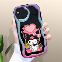 Kingsons เคสสำหรับ iPhone X SE 2020 XR XS MAX เคสลายการ์ตูน Kuromi เคสโทรศัพท์น้ำมันครีมพื้นขอบคลื่นเคสป้องกันเคสซิลิโคนนิ่ม