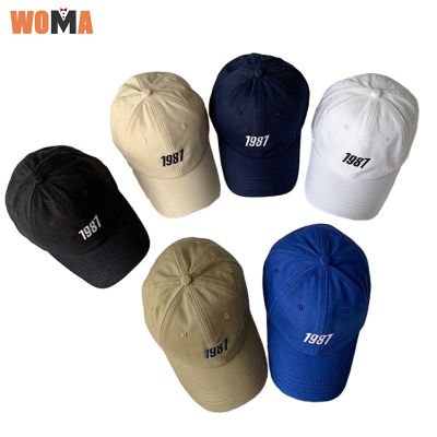 WOMA หมวก ผู้ชาย เท่ๆ หมวกวินเทจ เท่ๆ หมวกเบสบอลผ้าฝ้าย unisex สำหรับผู้ชายและผู้หญิง หมวกปรับได้หนึ่งขนาดพอดีที่สุด