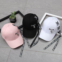 Men Women Cotton Solid Color Hip Hop Baseball Cap Personality Harajuku Strappy Long Ribbon Bone Adjustable Snapback Hat Gorras