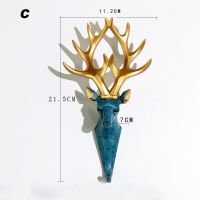 Fashion Deer Head Coat Hook Adhesive Hanger Resin Animal Pattern Decorative Wall Antler Key Rack Home Decoration Gifts 2022 Picture Hangers Hooks