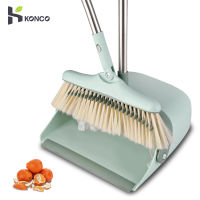 Konco 360หมุนได้ Brooms ที่ตักขยะกันลมชุดกวาดพื้นเครื่องมือทำความสะอาดในครัวเรือนแปรงทำความสะอาดพื้น