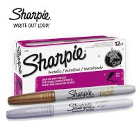 Sharpie Fine 1.0mm ปากกาเคมี ปากกาเขียนป้าย ชาร์ปี้ (12 ด้าม) - สีเงิน, สีทอง