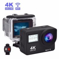 ใหม่4K กล้องแอคชั่นแคมเมราความละเอียดสูงพิเศษ WiFi Dual LCD 170D 16MP 30M ไปกันน้ำ Pro กีฬา DV หมวกกันน็อคกล้องวีดีโอพร้อมรีโมทคอนโทรล