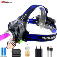 T6 LED Headlight Inductive Sensor 18650 Battery USB Rechargeable Waterproof White+UV Light Head Lamp Zoom Scorpion Flashlight