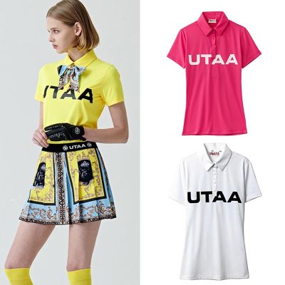 ♈ 23 Original Korean UTAA Golf Women 39;s Golf Polo Elastic Breathable Sports Short Sleeve T shirt