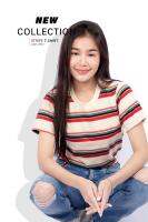 รหัส S117B/7 เสื้อริ้วงานผ้าคอนตอน ใส่นุ่มสบาย
