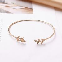 New Pulseiras Double Leaves Open Charm Cuff Bracelets &amp; Bangles for Women Simple Bracelet Jewelry Gift Mujer Bracciali Bijoux