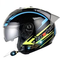 2022 DOT Approved Open Face 3/4 Motorcycle Helmet with Build-In Bluetooth Headset Earphone and Detachable Liner