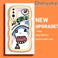 Chenyyka เคสสำหรับ Huawei Y9 Plus เคสการ์ตูตูนน่ารัก ฉลามมาใหม่กรอบเคสมือถือกันกระแทกใสนิ่ม คลื่นมาการองเคสโปร่งใส กล้องถ่ายรูปสุดสร้างสรรค์เคสป้องกันซิลิกาเจล