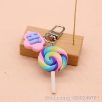 1Pcs Rainbow Candy Egg Cake Food Keychain Trendy Creative Cartoon Cute Letter Hi Clouds For Women Men Best Friend Gift Key Ring