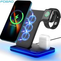 ZZOOI Wireless Charger Stand 3 in 1 For iPhone 14 13 12 11 XS XR X 8 15W Fast Charging Station Dock for Apple Watch 7 6 5 Airpods Pro