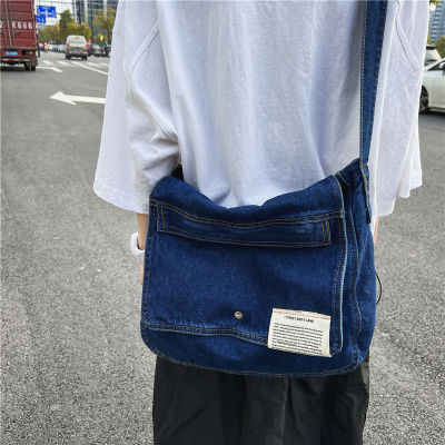 Japanese Style Denim Shoulder Bag Womens Artistic Leisure Satchel Ins Commuter All-Match Messenger Bag Student Backpack 2023