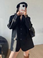 Uniqlo 2023 New Fashion version Black suit jacket for women 2023 autumn new style oversize loose casual high-end suit is popular this year