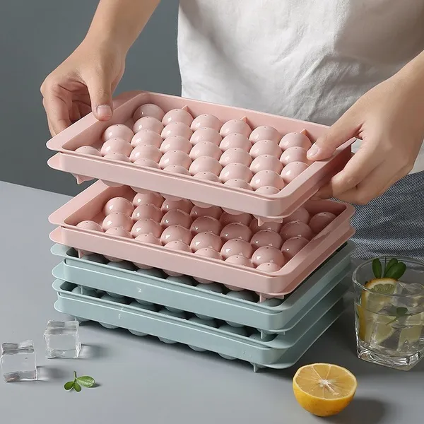 6/18/33 Grid Summer Ice Cube Mold with Removable Lid Spherical Conical  Square Ice Ball Mold Home Ice Maker Kitchen Bar Accessories