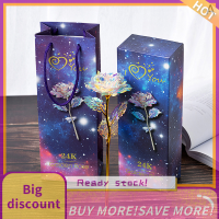 ?【Lowest price】Qearl วันวาเลนไทน์ Mothers Day Gift ฟอยล์ชุบดอกกุหลาบประดับดอกไม้ตกแต่งงานแต่งงานคนรักแสงกุหลาบของขวัญสร้างสรรค์