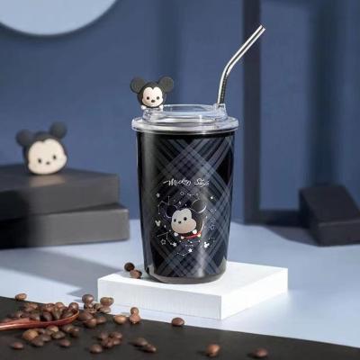 Cartoon Stainless Steel Vacuum Cup Cute Straw Cup Keep Cold Coffee And Warm Cup Keep Q8C9