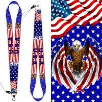 【Extraordinary Products】 American Flag สายคล้องโทรศัพท์มือถือจี้ริบบิ้นแฟชั่นยาวทนทาน Multi Functional Key Clasp