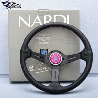 350MM Universal ND Pink Stitching Steering Wheel Classic Drift Car  Rally Racing Leather Steering Wheel Furniture Protectors  Replacement Parts