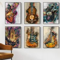 2023 ❒ Iconic Guitars Poster RockN Roll Electric Guitar Musical Instrument Canvas Painting Wall Art Picture For Living Room Home Decor