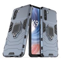 สำหรับ OPPO K9โปรพีซี + เคสโทรศัพท์ป้องกันกันกระแทก TPU พร้อมที่วางแหวนแม่เหล็ก (สีดำ)