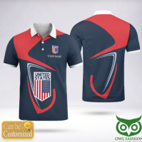 2023 New 2023 new style Custom Name United State Eagle Nation Symbol Dark Blue Red Polo Shirt01 Size：s-6xl Summer Popular