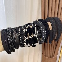 【YF】 Black Winter Autumn Women Wide Hairband Padded Pearl Cross Fashion Headband Girls Headwear Korean Hair Hoop Bands Accessories