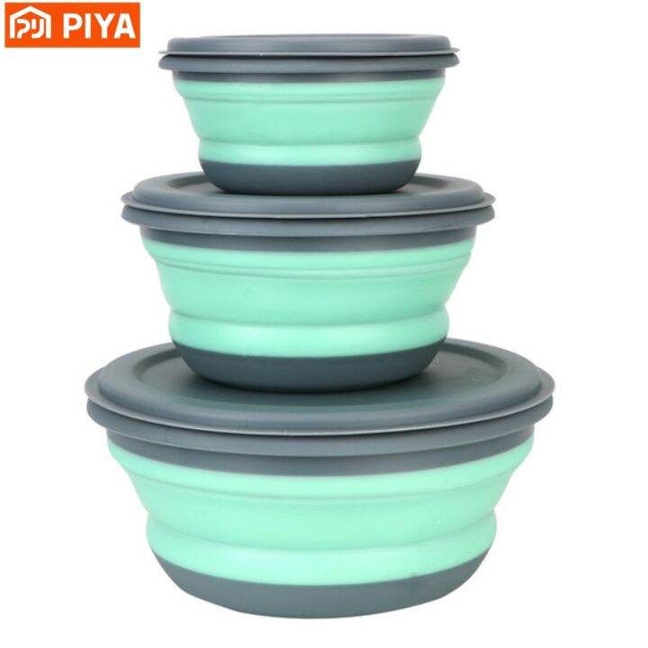 【CUANGDA】 3 PCS/Set Camping Bowl Foldable Silicone Collapsible Lunch ...