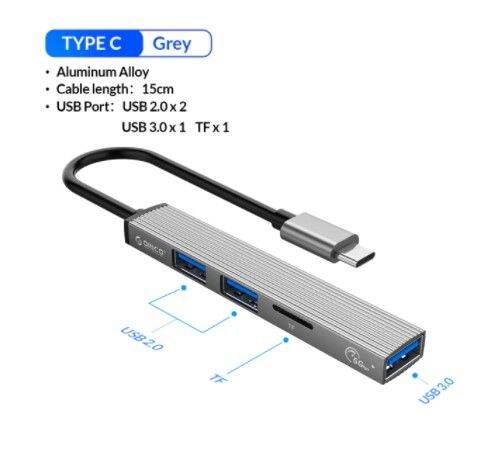 orico-aluminum-type-c-hub-4-port-usb-3-0-2-0-ultra-slim-portable-splitter-card-reader-adapter-station-for-computer-accessories