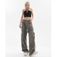 Pants Multi-Pocket Mopping Wide Leg Overalls Women