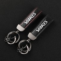 ▩♨○ Leather Motorcycles keychain horseshoe buckle jewelry key chain for Toyota Yaris 2004 2008 2018 Car Accessories Key Chains