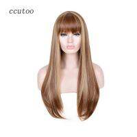 Ccutoo 26 "วิกผมสังเคราะห์ยาวตรงน้ำตาลบลอนด์ยาวผสมคอสเพลย์วิกเต็มสำหรับผู้หญิง